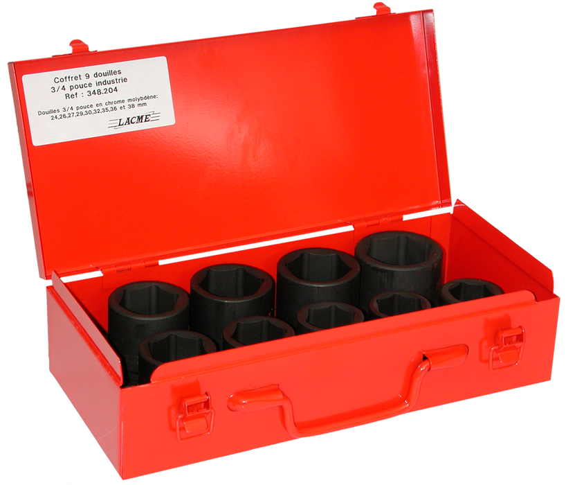 Coffret De 9 Douilles 3/4 Pouce De 24 A 38Mm 348204 Lacme