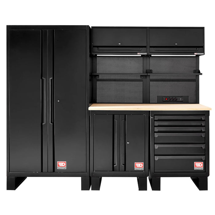 Établi métal noir + plateau bois - ensemble complet - Facom RWS2-9BS