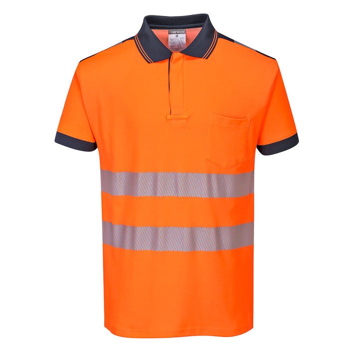 POLO HV ORANGE / BLEU MARINE
