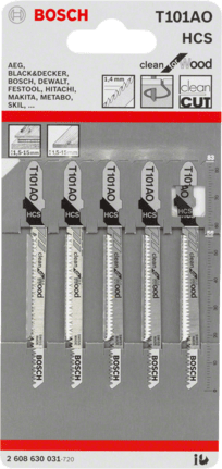 5 Lames de scie sauteuses T101Ao - Bosch 2608630031