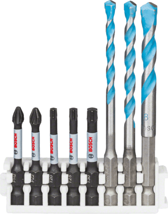 Kit 3 Forets Multimateriaux 5-6-8 mm + 5 Embouts Impact - 2608577144 Bosch