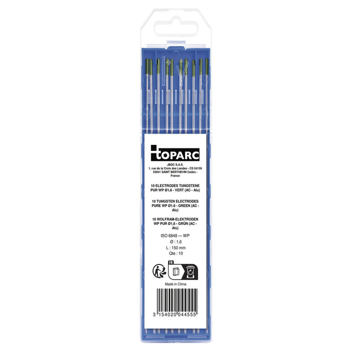 10 Électrodes tungstène WP Ø 1,6 - vert (AC) - 044555 GYS