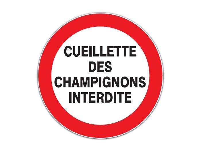 panneau cueillette des champignons interdite