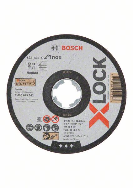 Disque à tronçonner Std Inox 125x1,0 Plat X-Lock Bosch 2608619262
