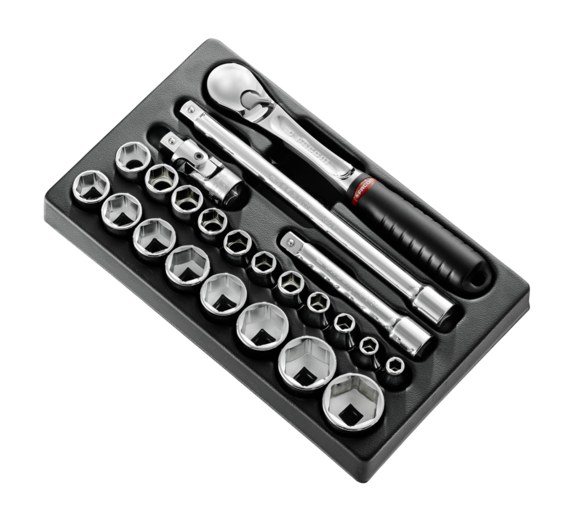 Module douilles 1/2" 6 pans métriques - 23 pièces Facom MOD.SL161-36