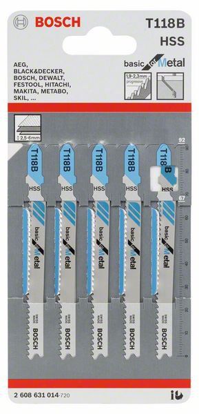 5 Lames T118B Bosch 2608631014