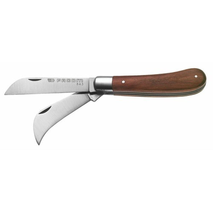 Couteau d'électricien manche en bois 2 lames 843 Facom