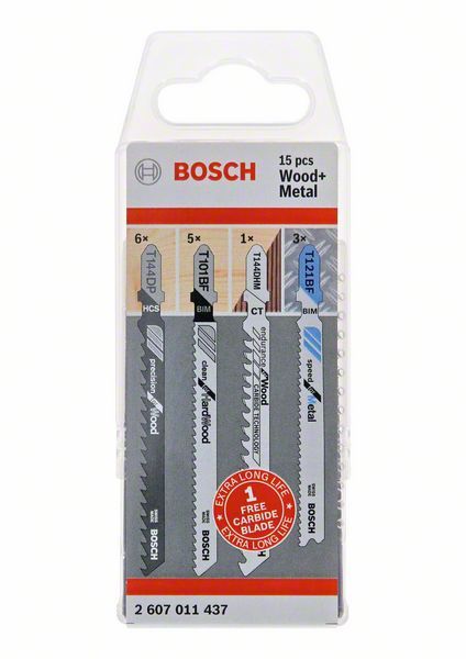 Pack de 15 lames de scie sauteuse Bois et Métal Bosch 2607011437