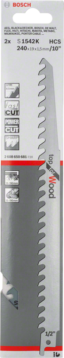 2 Lames S 1542K Bosch 2608650681