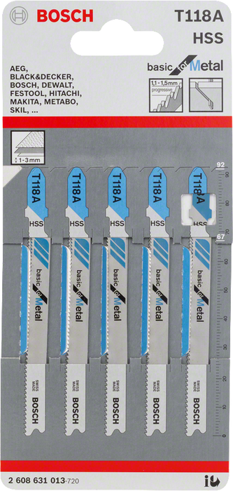 5 Lames T118A Bosch 2608631013